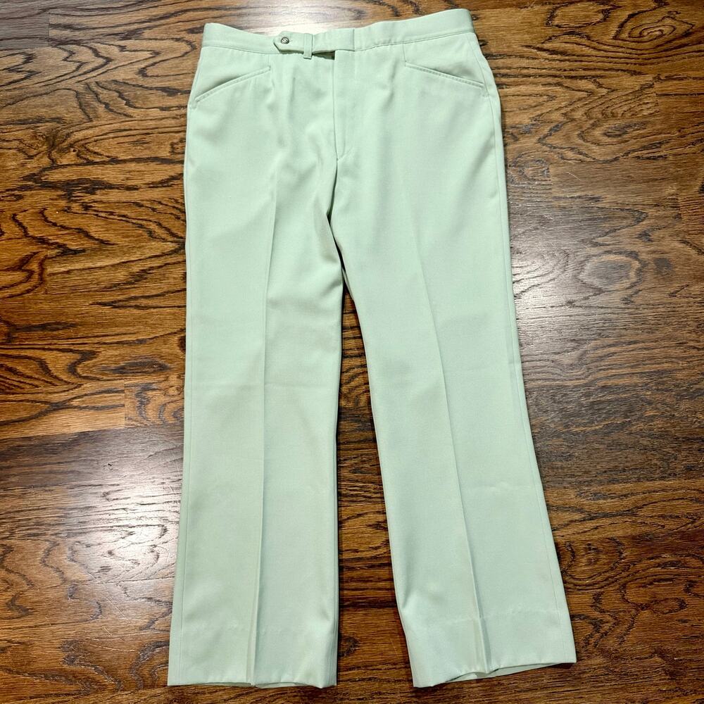 Vtg 70s SANSABELT by Jaymar Slacks Pants 36 Sage Green Men's Disco Golf Retro